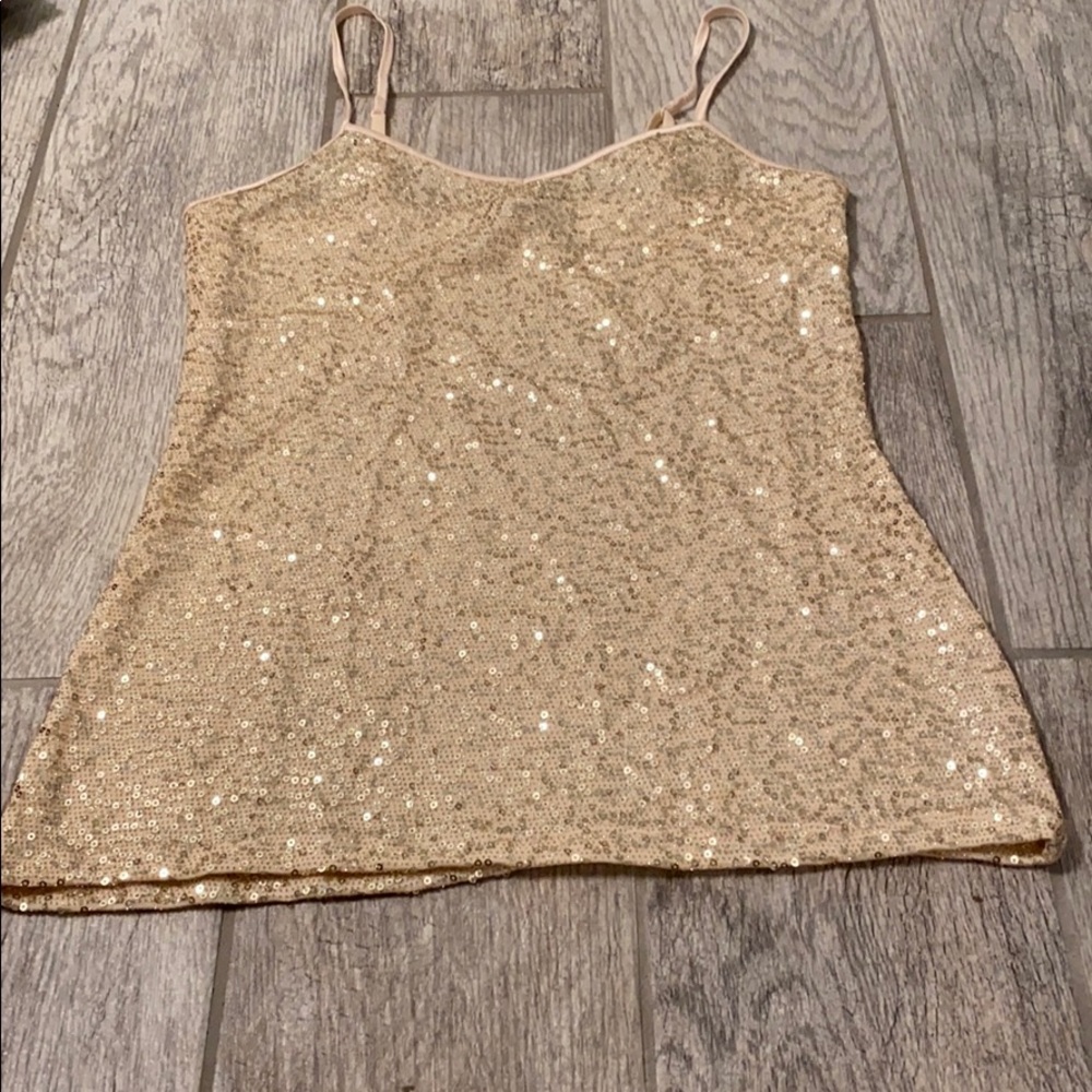 Gold sequin tank